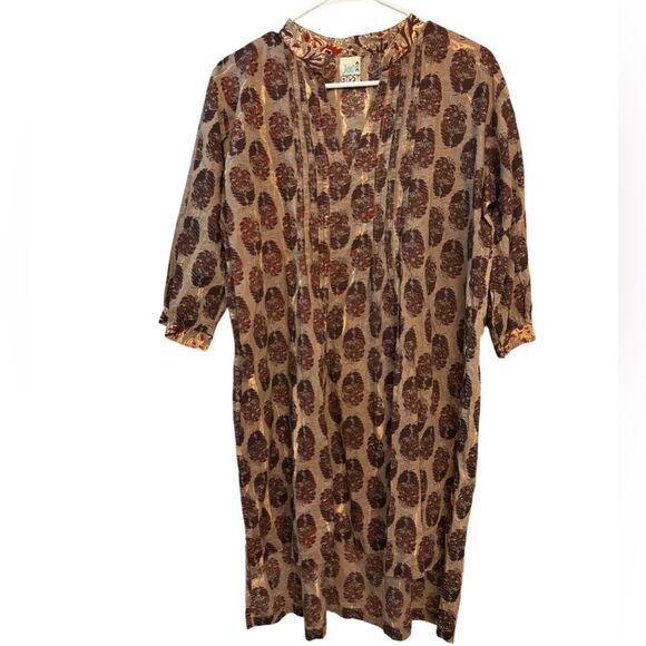 Jaded Gypsy Printed Cotton Tunic Dress One Size Hi-Low V-neck - Picture 5 of 7